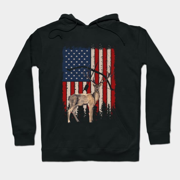 Deer Hunting American Flag Hoodie by Quotes NK Tees